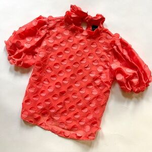 Coral Polka Dot Top